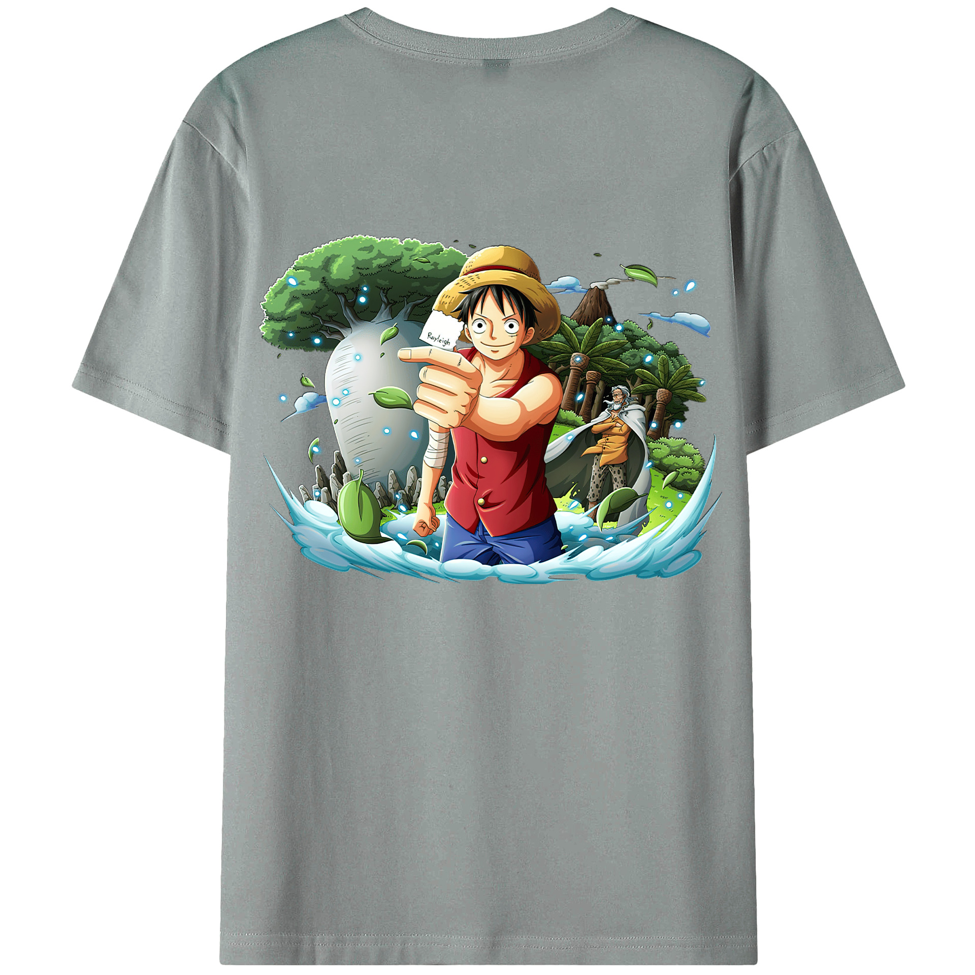 ワンピース モンキー・D・ルフィ ONE PIECE Monkey D. Luffy 綿100％ メンズ半袖Tシャツ（バックプリント） 通気性